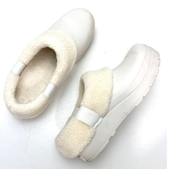 HUNTER White Play Vegan Shearling Insulated Clogs Slides In Cream Size 9 - Picture 12 of 13